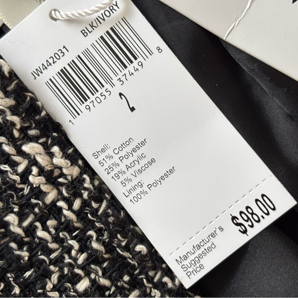 JASON WU Long Sleeve Tweed Collared Cropped Snap Front Blazer Jacket--2 - Picture 11 of 16